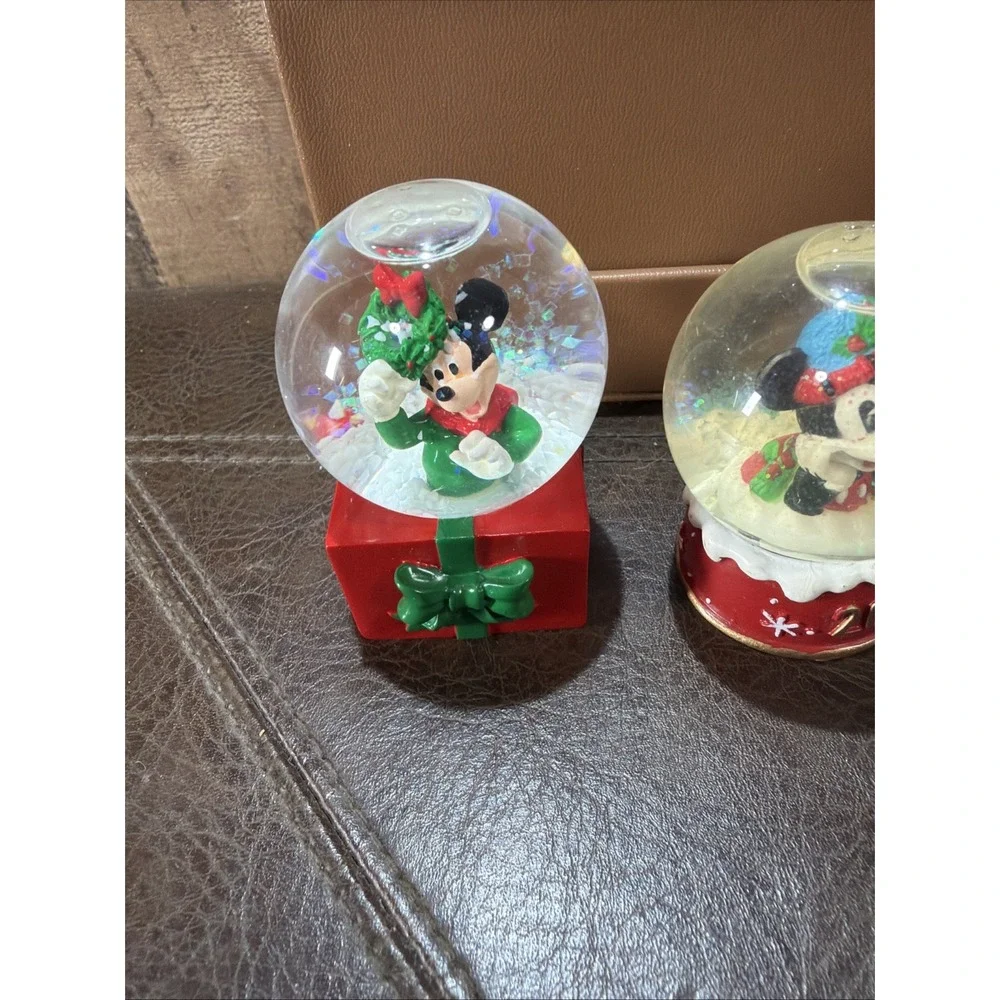 Lot of 4 Vintage Disney JCPenney Mickey Mouse Christmas Miniature Snow Globes